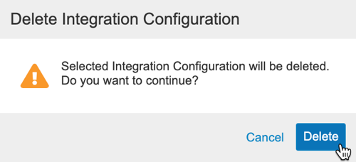 Delete Integration Configuration dialog