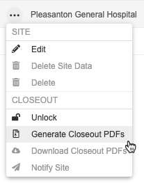 Generate Closeout PDFs action
