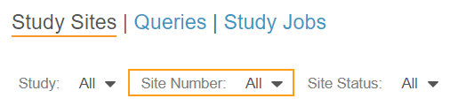 Site Number filter in Review > Study Sites