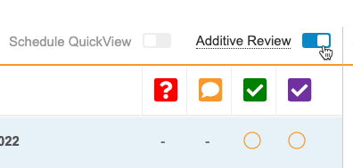 Additive Review mode toggle in the Review tab