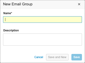 New Email Group dialog