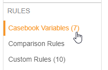 Select Casebook Variables in the Navigation panel