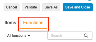 Click Functions to open the Function Selector