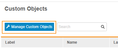 Manage Custom Objects button