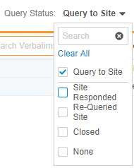 Filtering by the Query to Site query status