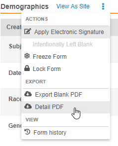 Detail PDF in the Form-Level More Actions Menu