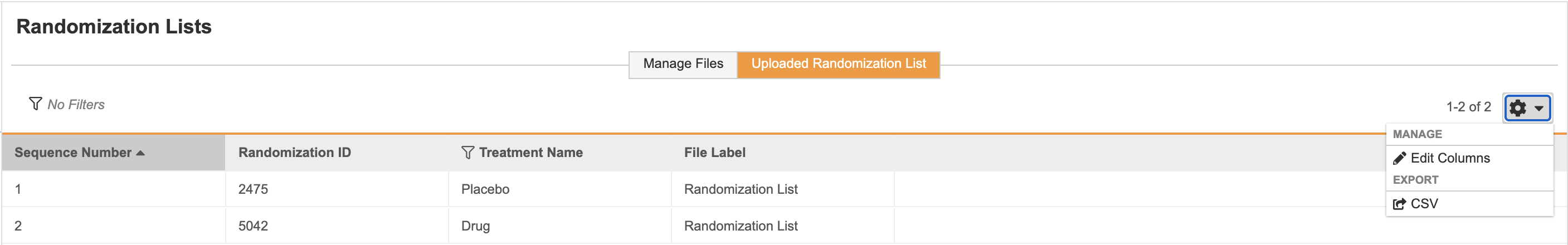 Export Randomization List