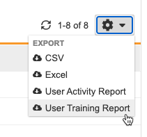 Select User Training Report in the Actions menu