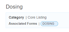Listing Header for a Dosing form