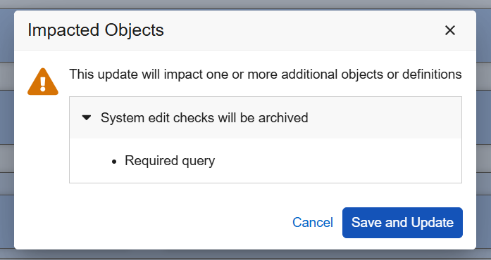 Impacted Objects Dialog
